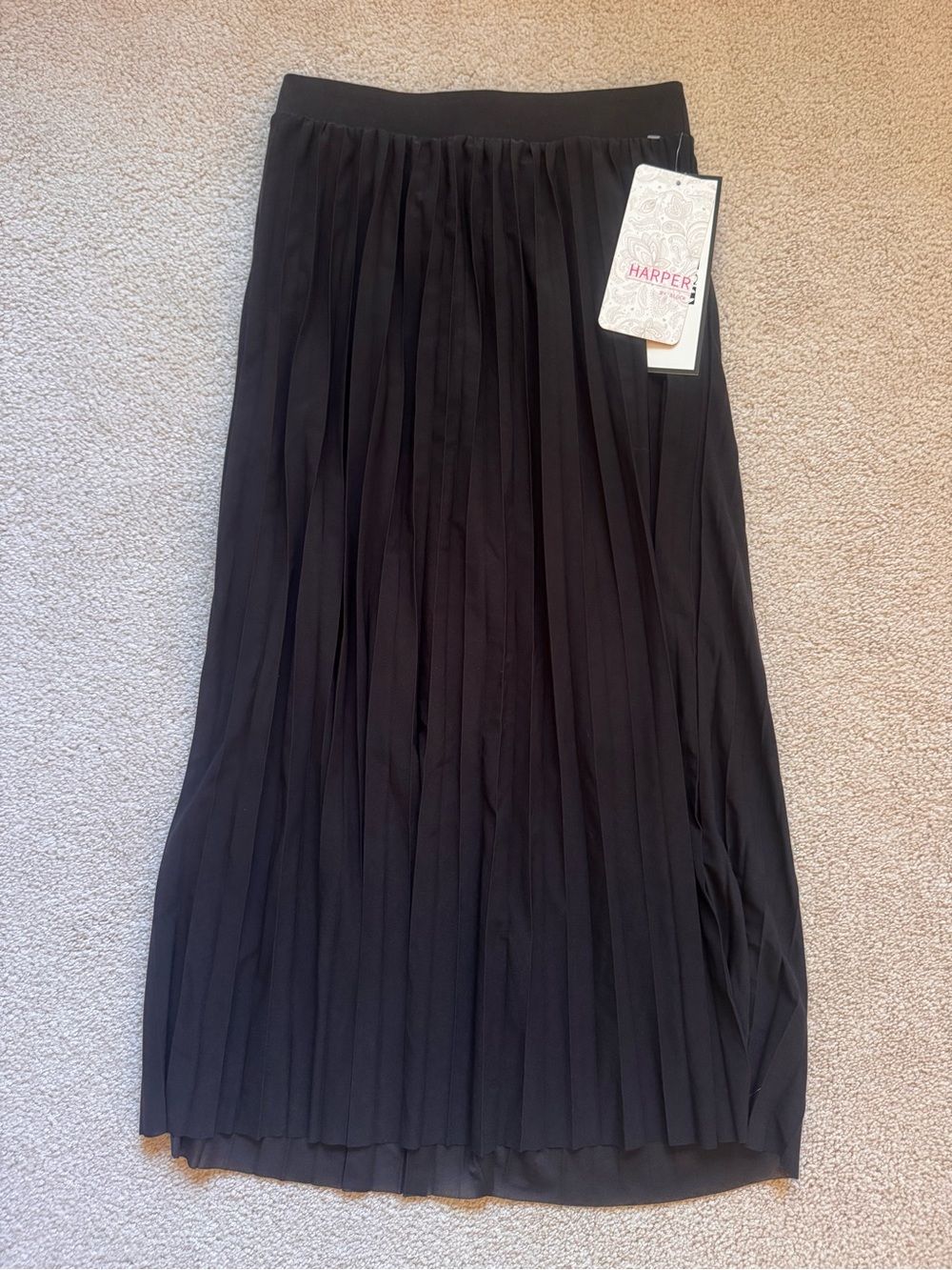 Harper by Block Black Pleated Pleated Accordion Maxi Skirt NWT Size S